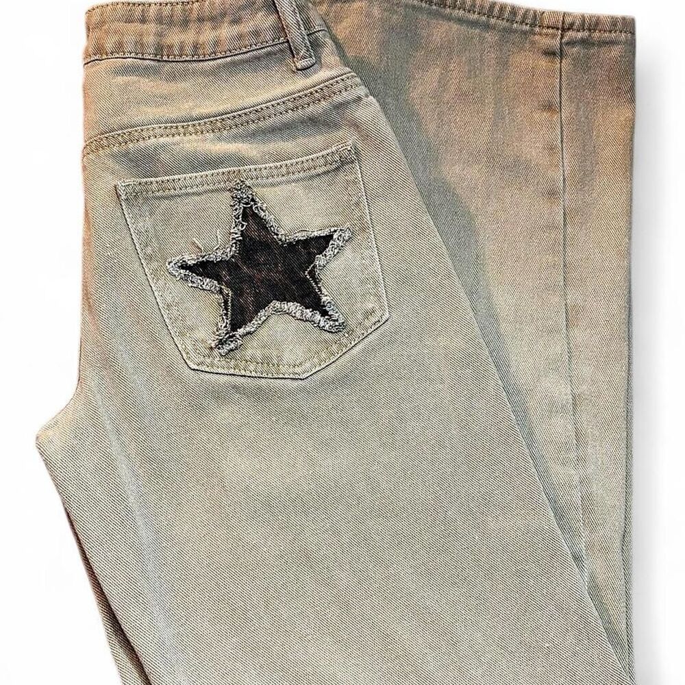 Edikted Star Pocket Wide Leg Low Rise Jeans Size XS